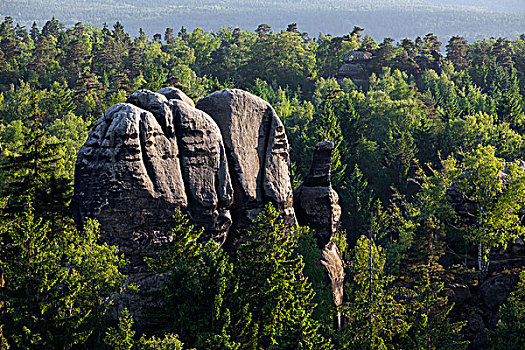 石头,靠近,易北河砂岩山,萨克森,德国,欧洲