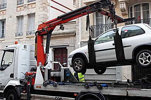 法国,巴黎,卡车,汽车,禁止停车