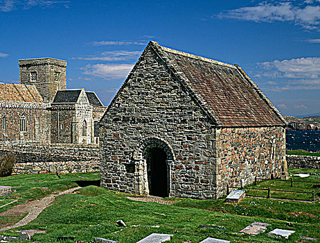 苏格兰,阿盖尔郡,中世纪,小教堂,后面,局部,教堂,寺院