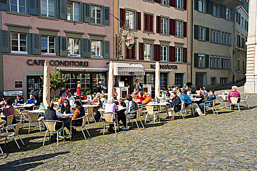 街边咖啡厅,拉珀斯维尔,瑞士,欧洲