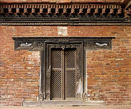 装饰,木门,帕坦,拉利特普尔,尼泊尔,南亚