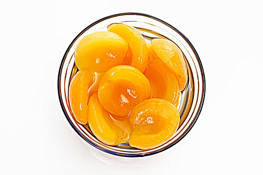 杏,一半,玻璃碗