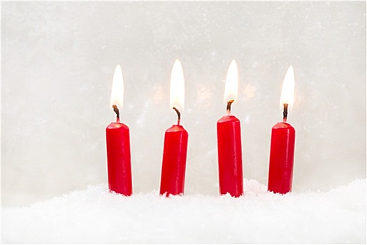 四个,红色,蜡烛,白色背景,背景,第一,降临节,圣诞节