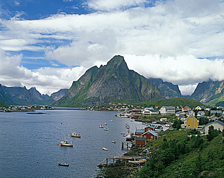 港口,瑞恩,罗弗敦群岛,挪威,斯堪的纳维亚,欧洲