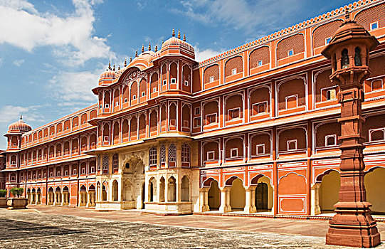 仰视,宫殿,城市宫殿,斋浦尔,拉贾斯坦邦,印度