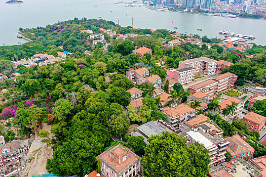 航拍福建厦门鼓浪屿风景名胜区风光