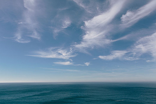 风景,上方,海洋,地平线,深蓝色,亮光,风吹,云,空中