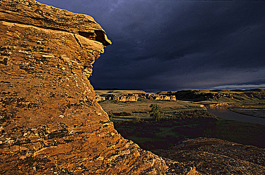 怪岩柱,乌云,文字,石头,省立公园,艾伯塔省,加拿大