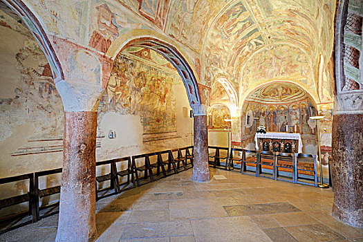 壁画,罗马式,教堂,神圣,斯洛文尼亚,欧洲