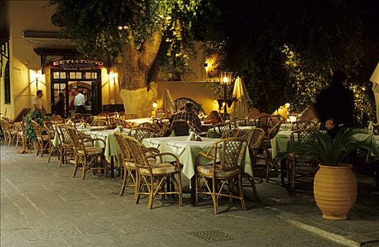 晚间,气氛,餐馆,历史,中心,罗德岛,希腊,欧洲