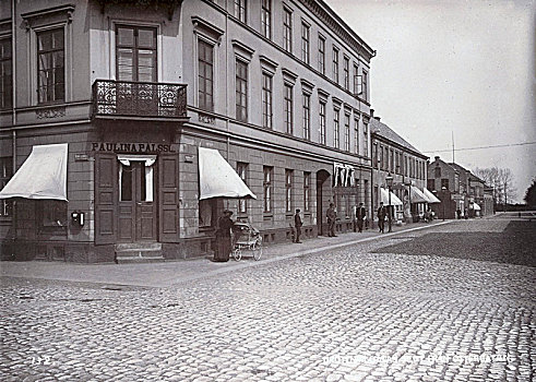 人,走,街道,瑞典,19世纪,艺术家