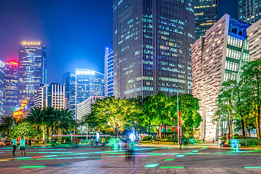 广州花城广场建筑景观夜景