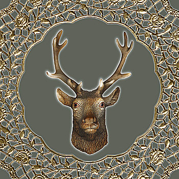 鹿,抽象拼贴画