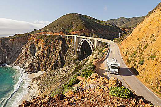 溪流,桥,大,1号公路,加利福尼亚,美国