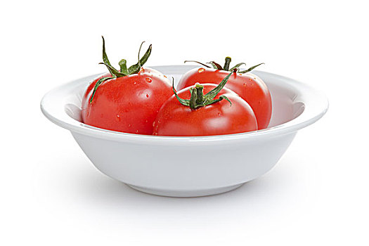 新鲜,西红柿,碗,隔绝,白色背景