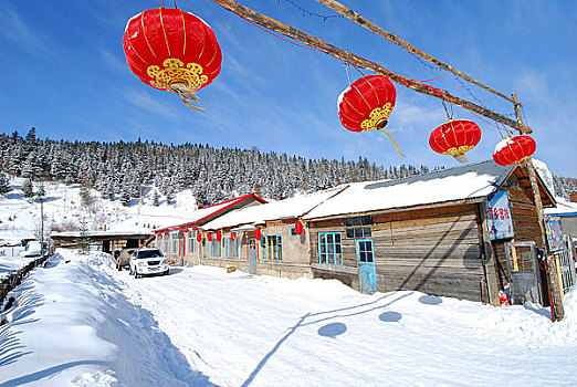 東北雪中民居