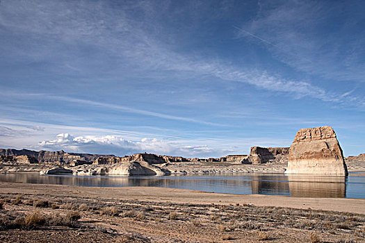 孤单,石头,鲍威尔湖,亚利桑那,美国