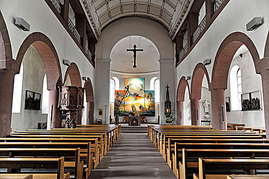 内景,教区教堂,巴伐利亚,德国,欧洲