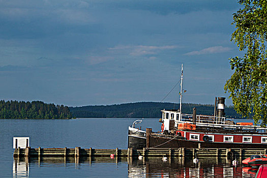 船,湖,芬兰,欧洲