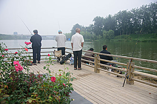 郑州西流湖公园钓鱼老人