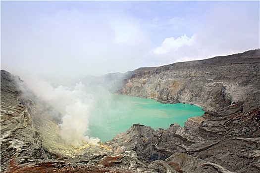 火山,硫磺,矿