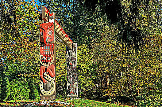 入口,海岸,门口,雕刻,史坦利公园,温哥华,不列颠哥伦比亚省,加拿大