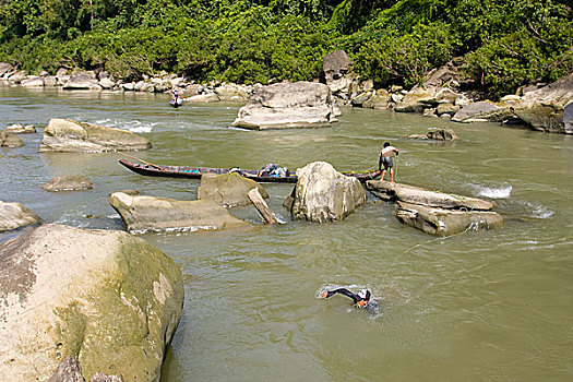 水流,河,孟加拉,十月,2008年