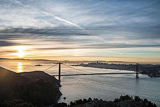 金门大桥,日出,旧金山,加利福尼亚,美国,北美
