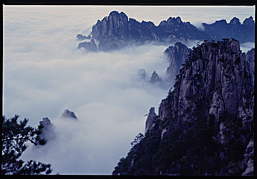 安徽黄山,日出,雪景,云海,雾淞