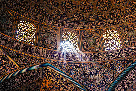 亮光,窗户,圆顶,清真寺,伊斯法罕,伊朗,亚洲