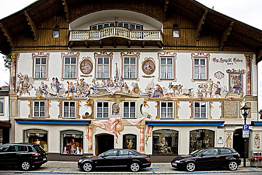 漂亮,涂绘,房子,乌伯阿玛高,巴伐利亚,德国,欧洲
