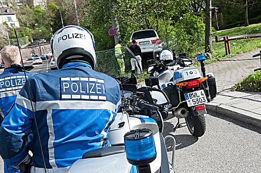 警察,摩托车,斯图加特,巴登符腾堡,德国,欧洲