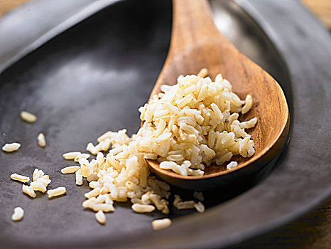 熟食,天然稻米,木勺