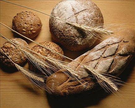 构图,不同,面包,穗,小麦