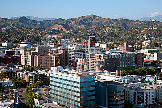 俯视,好莱坞,地区,洛杉矶,山峦