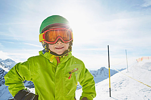 男孩,滑雪服,提洛尔,奥地利