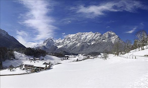 冬季运动,区域,冬季风景,雪,贝希特斯加登阿尔卑斯山,德国,欧洲