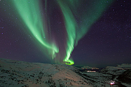 北极光,上方,特罗姆斯,挪威,欧洲
