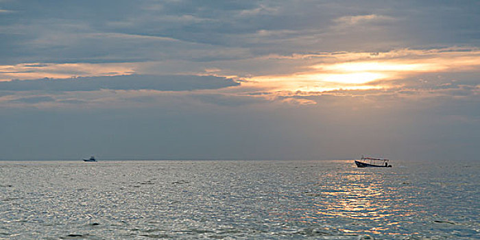 风景,渔船,海洋,日落,墨西哥