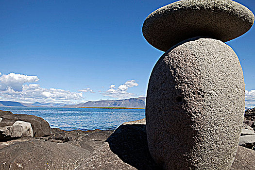 冰岛,雷克雅未克,宠爱,海岸线,平衡,石头,亲密,自然环境