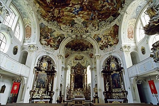 教堂,巴洛克,教区教堂,设计,菲舍尔,巴登符腾堡,德国,欧洲