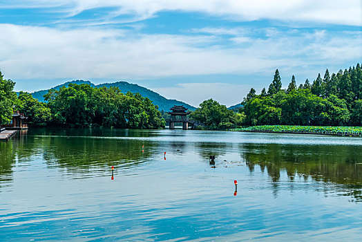 杭州西湖风光和现代建筑景观