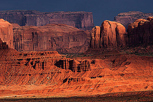岩石构造,风暴,云,夜光,纪念碑谷纳瓦霍部落公园,亚利桑那,美国,北美