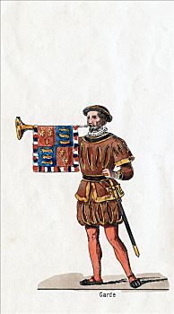 守卫,服饰,设计,演奏,亨利三世,19世纪,艺术家,未知