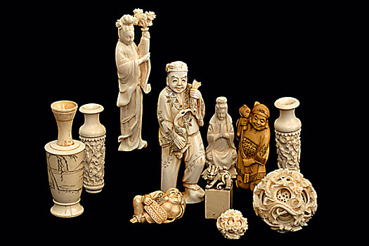 象牙制品,小雕像,中国,日本