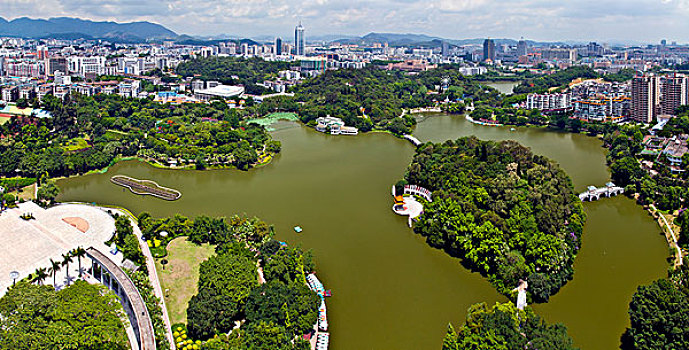 东湖,城市天际线,江门市区,府拍