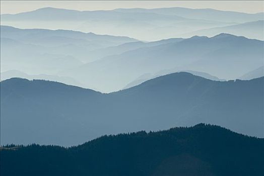雾状,山峦,施蒂里亚,奥地利,欧洲