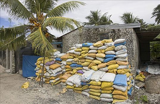 沙子,包,马尔代夫,岛屿,损坏,海啸,2004年