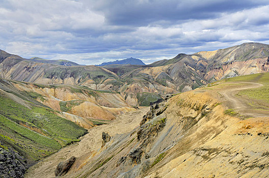 风景,山,围绕,彩色,兰德玛纳,南方,区域,冰岛,欧洲