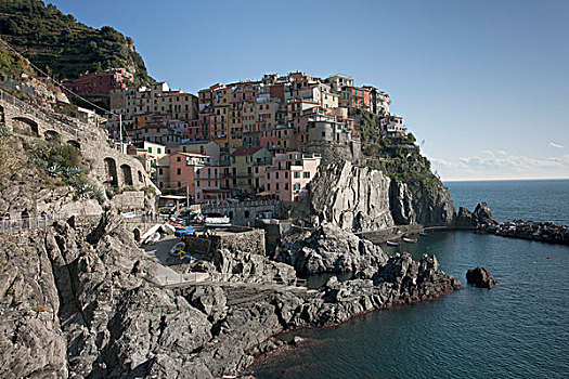 五渔村,房子,海岸,马纳罗拉,利古里亚,意大利